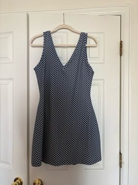 Abercrombie & Fitch Navy and White Printed V-Neck Mini Dress